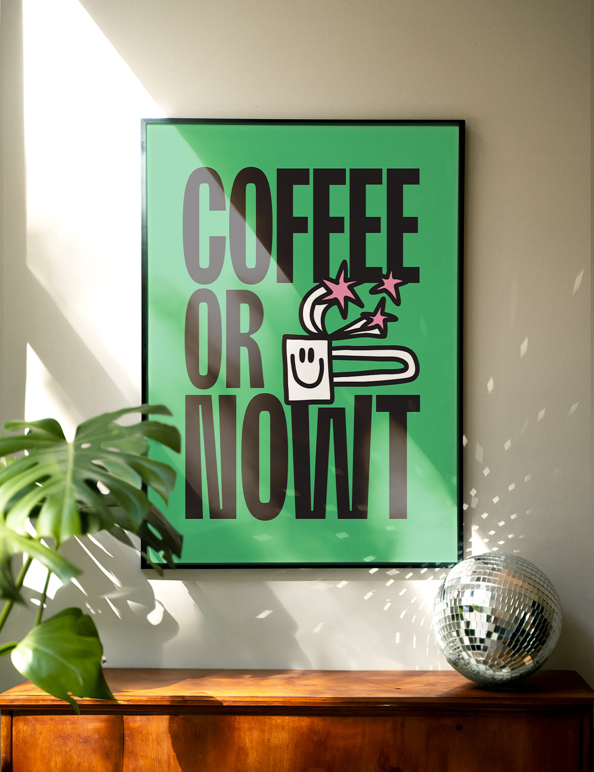 Coffee or Nowt Print by Sarah Carlton