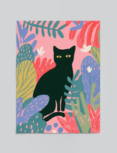 Midnight Garden Cat Print