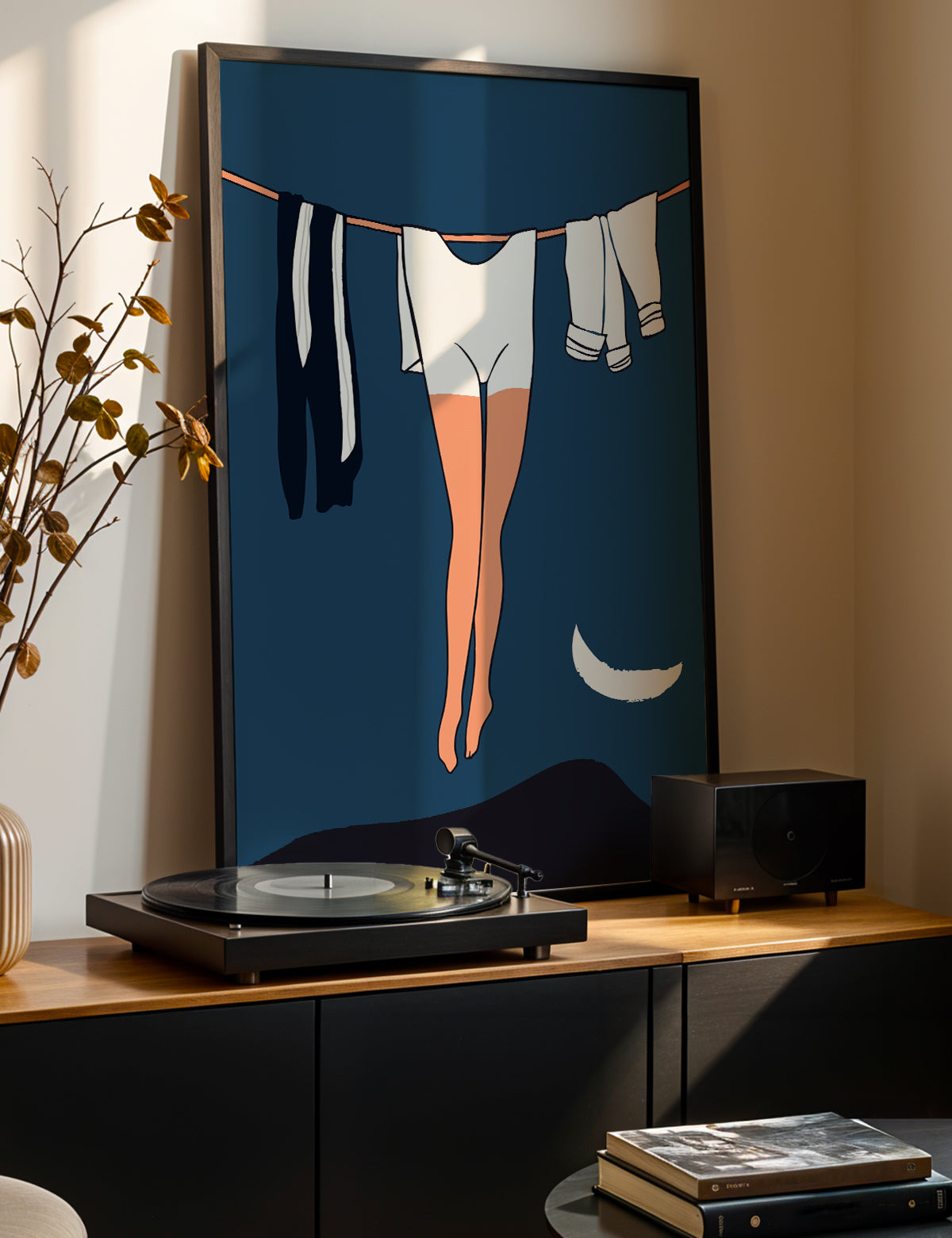 Moonlit Laundry Day Print