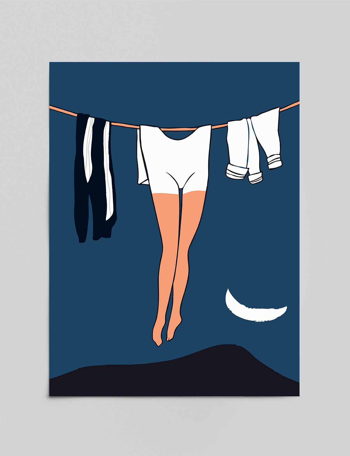 Moonlit Laundry Day Print