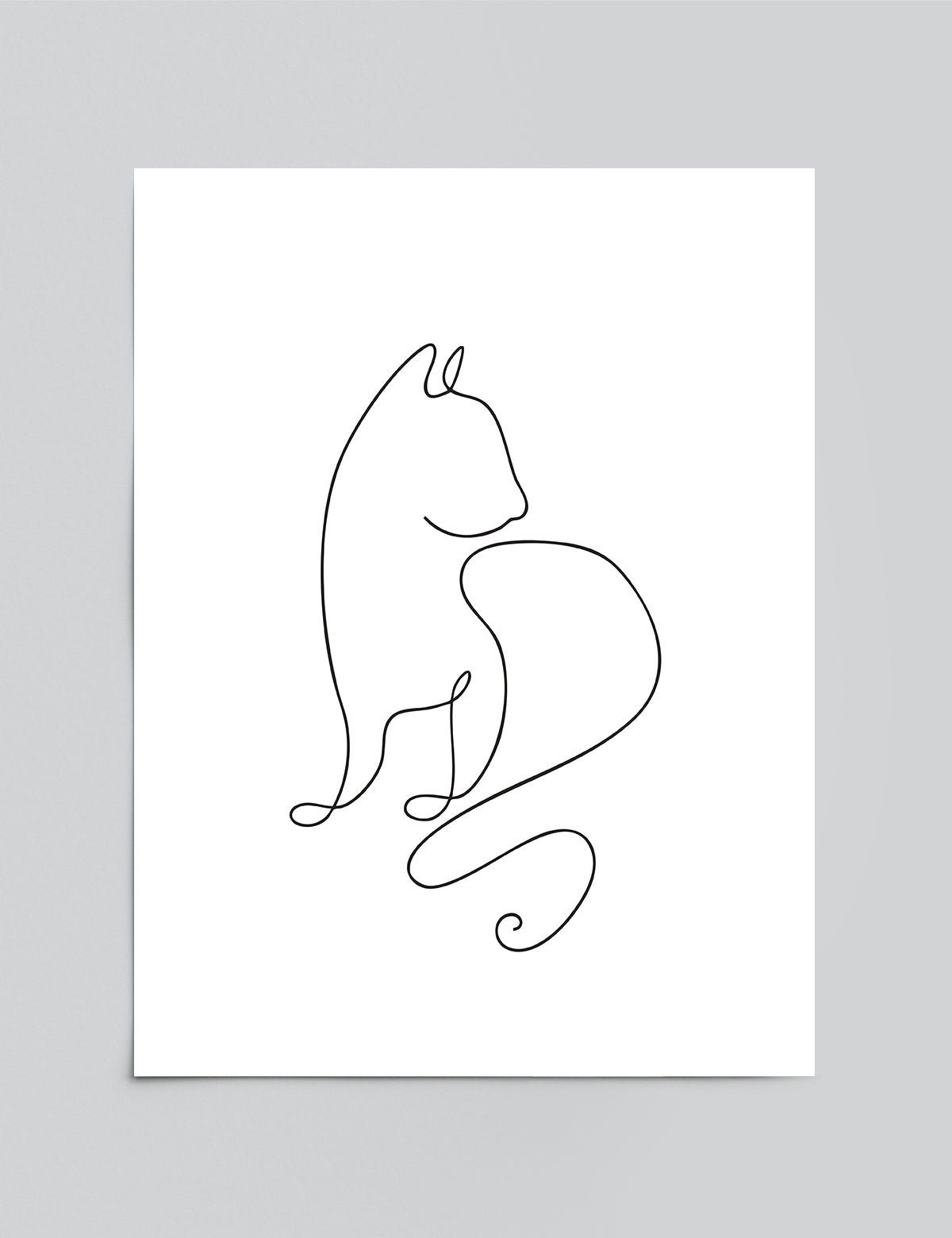 One Line Feline Print